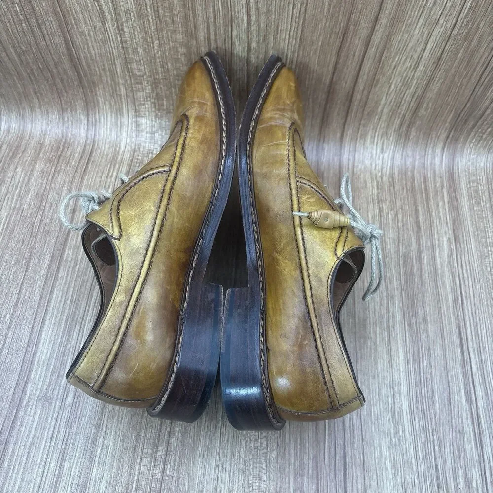 Soulier Men’s Dress Oxford Square Toe Leather Yellow Brown Italy EU 43 / Mens 10